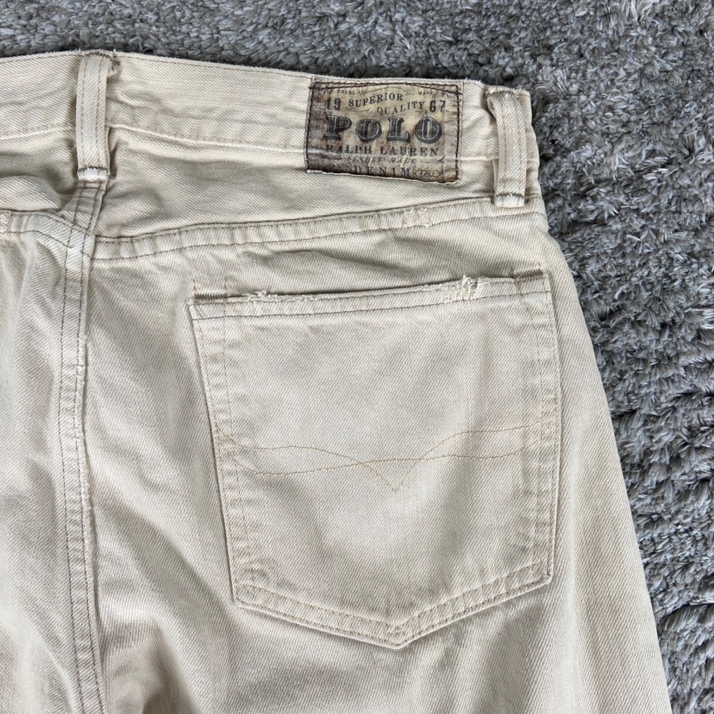 Polo Ralph Lauren Slim Straight Jeans Mens 31x30 Beige Hudson Bone Denim Pants
